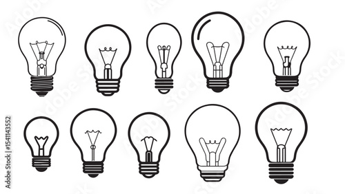 Light Bulb Silhouette Collection Vector Illustration