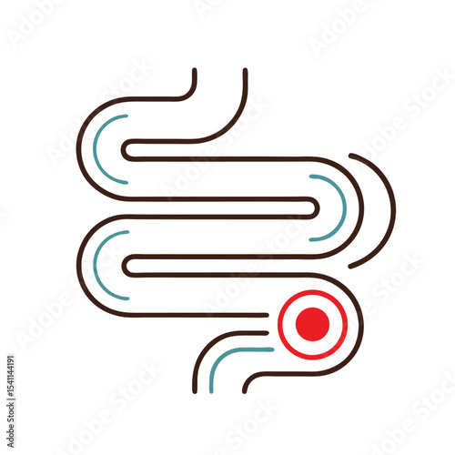 Conceptual intestine illustration depicting abdominal pain and digestive system issues