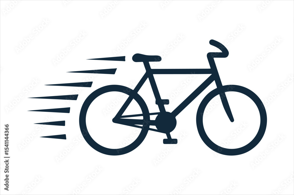 Fototapeta premium Speed Bicycle Icon with Motion Lines