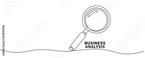 One continuous line illustration of magnifying glass. Continuous line drawing of magnifying glass lens. Business analysis concept Editable stroke