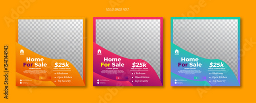 Advertising and marketing real estate social media post for home sale. Editable minimalistic social media poster for real estate sale.  Suitable for advertising and marketing banner.  