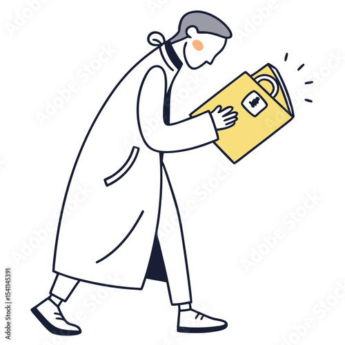 Faceless man analyzing finance with document. Ideal for reports, market strategy, and education visuals. Not AI-Generated