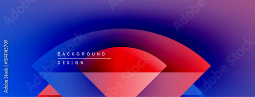 Abstract gradient background. Blue, purple, red hues blend smoothly. Minimalist design features geometric shapes, text elements. Modern aesthetic.