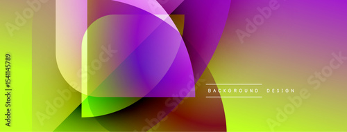 Abstract vibrant shapes overlap. Gradient colors blend, creating modern visual effect. Design features yellow, purple hues.