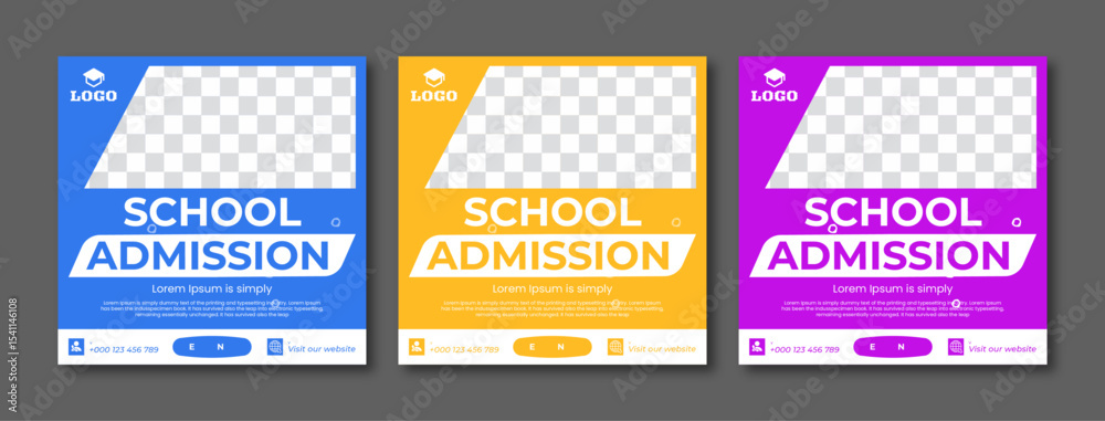 Naklejka premium Advertising and marketing social media post for back to school and new admission. Editable minimalistic social media poster for new admission. Suitable for advertising and marketing banner. 