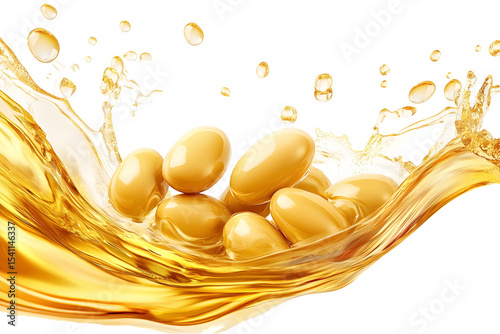 Soybean explosion in oil, a dynamic visual showcasing the versatility of soy