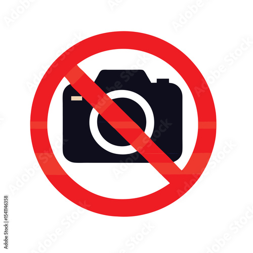No photography allowed sign representing restriction and prohibition on image capturing