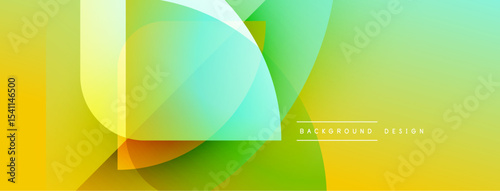 Abstract gradient shapes overlap creating vibrant yellow, green composition. Modern design element for backgrounds, banners.