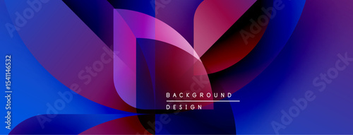 Abstract gradients create dynamic shapes. Purple, blue, red hues blend smoothly. Modern design evokes energy, movement.