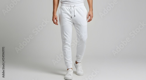 Wallpaper Mural Man in White Joggers: Full Length Studio Shot of Casual Athletic Apparel Torontodigital.ca