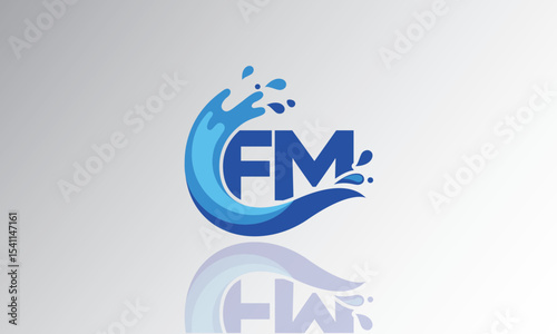 FM Wave Monogram Logo – Creative Splash Letter mark with Water Flow & Motion Effect for Fresh, Dynamic Branding & Aqua-Themed Identity Design
