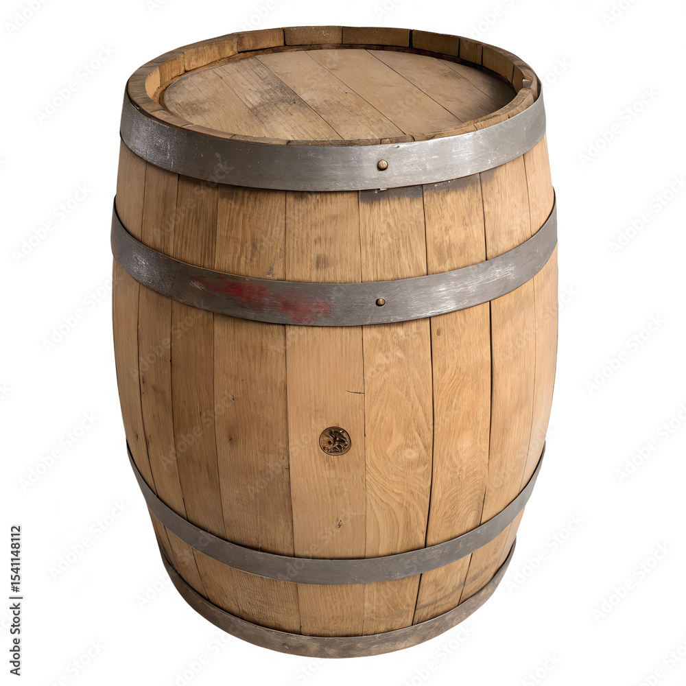 Fototapeta premium Wooden barrel on transparent background