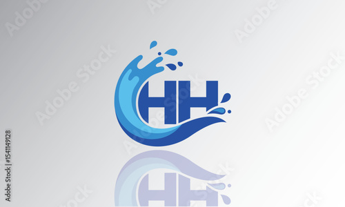 HH Wave Monogram Logo – Creative Splash Letter mark with Water Flow & Motion Effect for Fresh, Dynamic Branding & Aqua-Themed Identity Design
