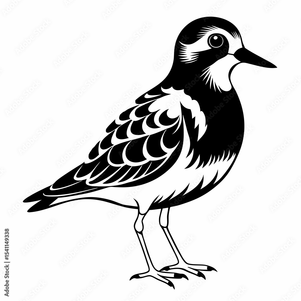Fototapeta premium Ruddy Turnstone vector black silhouette on white background
