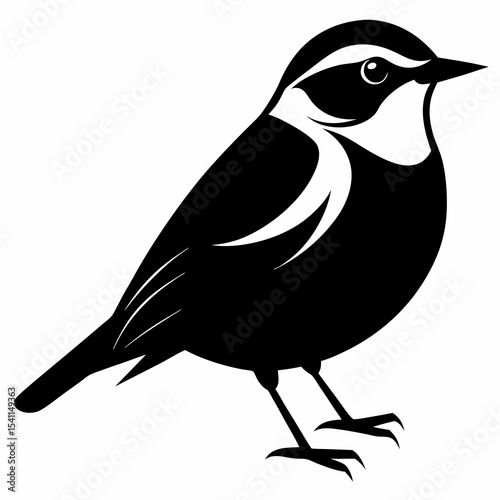 Red-breasted Nuthatch vector black silhouette on white background