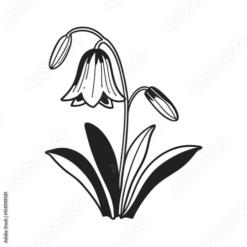 line art of single bluebell flower