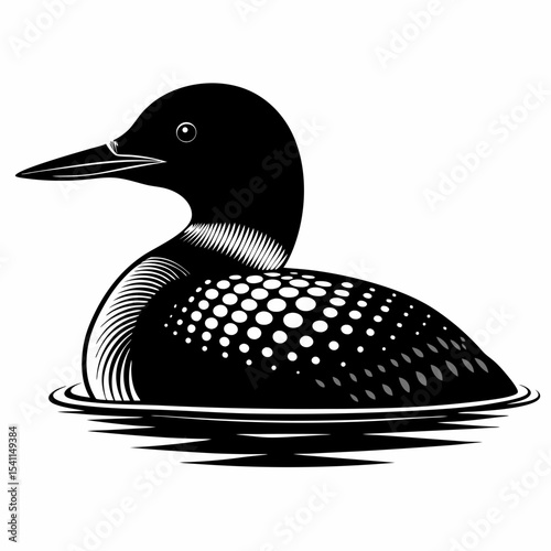 Common Loon vector black silhouette on white background