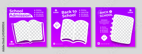 Advertising and marketing social media post for back to school and new admission. Editable minimalistic social media poster for new admission.  Suitable for advertising and marketing banner.  
