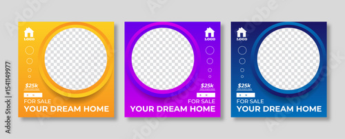 Advertising and marketing real estate social media post for home sale. Editable minimalistic social media poster for real estate sale.  Suitable for advertising and marketing banner.  