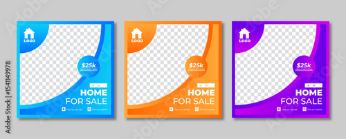 Advertising and marketing real estate social media post for home sale. Editable minimalistic social media poster for real estate sale.  Suitable for advertising and marketing banner.  