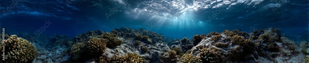 Obraz premium Beneath the waves 360 degree hdr ocean landscape underwater view