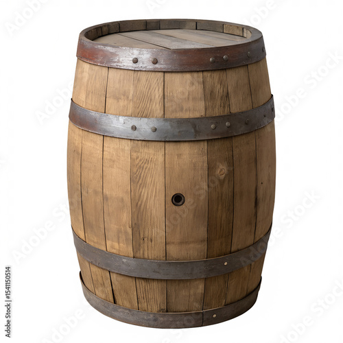 Wooden barrel on transparent background