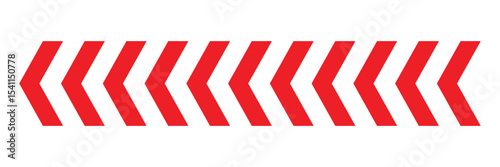 Arrow red chevron symbol. Warning striped arrow. Safety type .Isolated on white background. Vector illustration  .