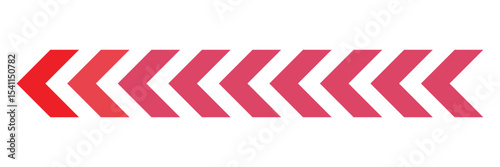 Arrow red chevron symbol. Warning striped arrow. Safety type .Isolated on white background. Vector illustration  .