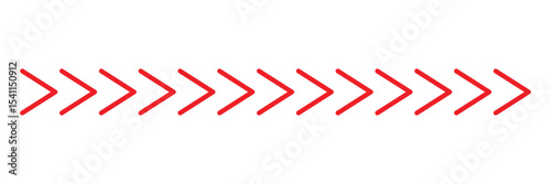 Arrow red chevron symbol. Warning striped arrow. Safety type .Isolated on white background. Vector illustration  .