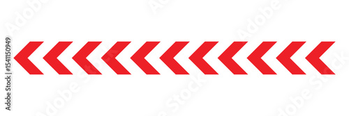 Arrow red chevron symbol. Warning striped arrow. Safety type .Isolated on white background. Vector illustration  .