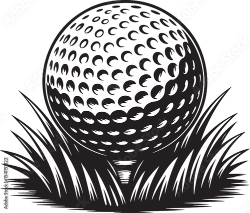 Classic Golf Ball Illustration Black and White Design
