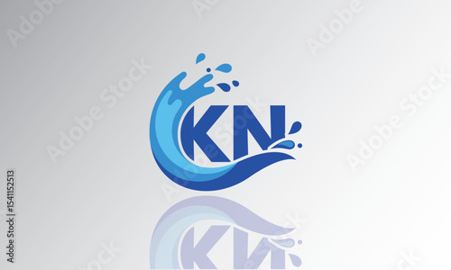 KN Wave Monogram Logo – Creative Splash Letter mark with Water Flow & Motion Effect for Fresh, Dynamic Branding & Aqua-Themed Identity Design
