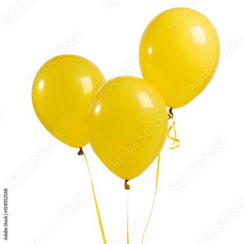 Yellow Balloons Isolated on Transparent Background