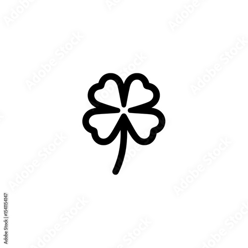 Four-leaf clover icon in black silhouette representing luck and nature in a minimal design