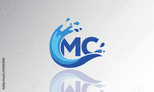 MC Wave Monogram Logo – Creative Splash Letter mark with Water Flow & Motion Effect for Fresh, Dynamic Branding & Aqua-Themed Identity Design
