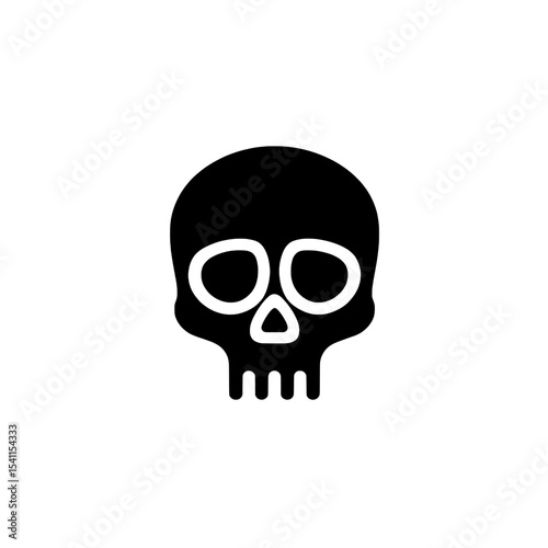 Skull icon in bold black silhouette with jaw and eye socket details representing danger or horror themes