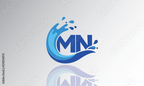 MN Wave Monogram Logo – Creative Splash Letter mark with Water Flow & Motion Effect for Fresh, Dynamic Branding & Aqua-Themed Identity Design
