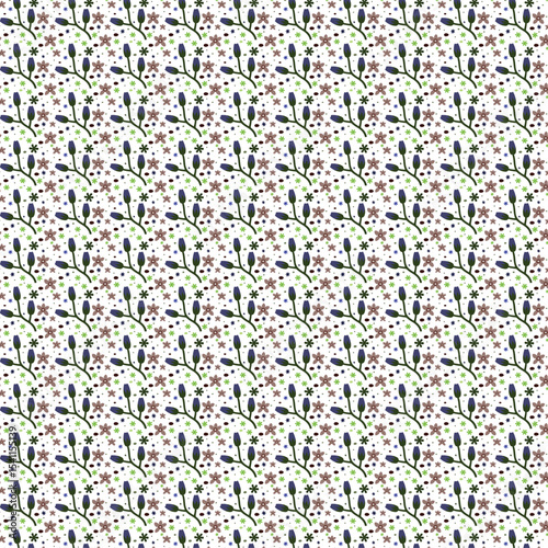 Dark Seamless Small Floral Pattern 