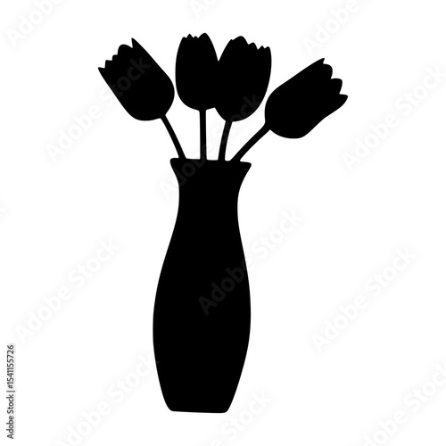 Black Tulip Silhouette Vase