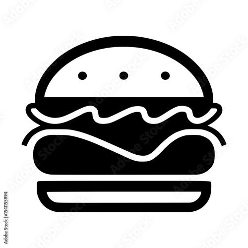 Burger Icon - Simple Black Outline