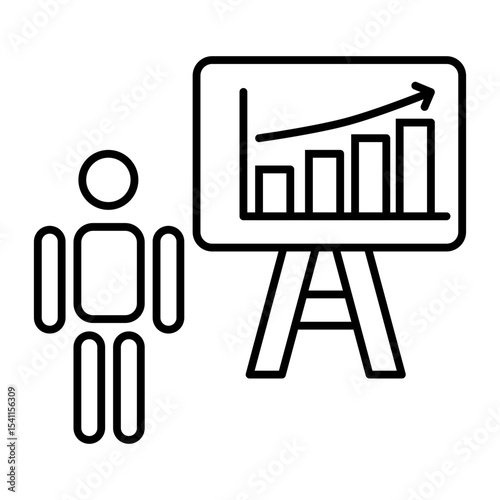vector illustration of profit presentation line icon with editable stroke