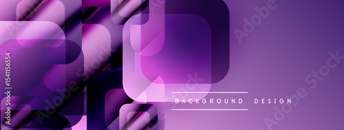 Abstract purple design. Overlapping geometric shapes create modern, dynamic visual texture. Smooth gradients offer depth.