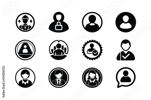 User Profile and Avatar Silhouette Icon Set