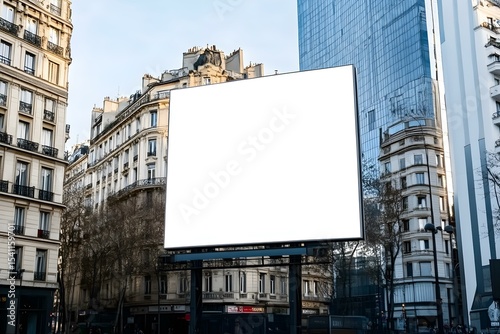 Empty Billboard Advertising Poster Set Against Urban Architectural Backdrop