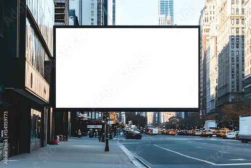 Empty Billboard Advertising Poster Set Against Urban Architectural Backdrop