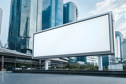 Blank Billboard Mockup Framed by Contemporary Urban Skyline