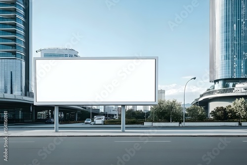 Blank Billboard Mockup Framed by Contemporary Urban Skyline