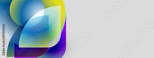 Abstract shapes overlap, creating vibrant color gradients. Smooth transitions suggest fluidity, modern design aesthetic.