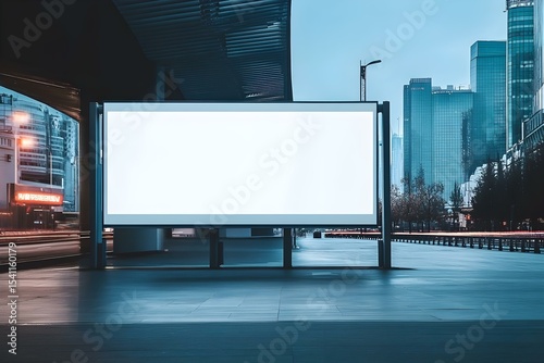 Blank Billboard Mockup Framed by Contemporary Urban Skyline