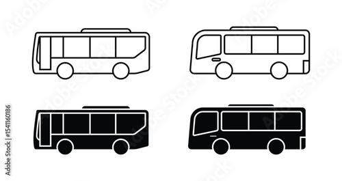Bus icon set black vector
